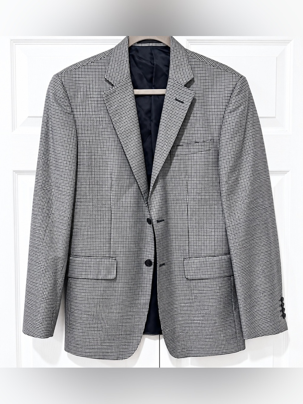Valentino Wool Silk Micro Check Blazer Jacket Size 48
